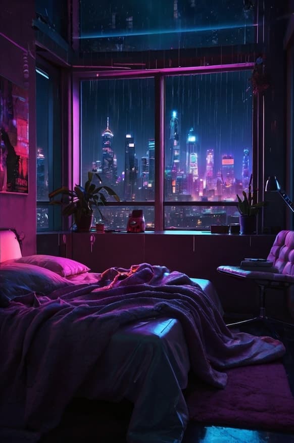 Image of a modern house with a view of a city skyline.